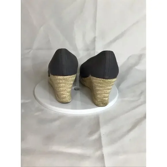 J Crew Women Fabric Wedge Espadrilles Sz. 8 Dark gray EUC (Litle Wear) leisure - Picture 3 of 9